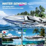 DEERC Fast Brushless RC Boat, 30+ mph 3S Remote Control Racing Boats with Metal Servo & LED Light, 2.4Ghz Speed Boat for Adults, Summer Pool Toy Gift