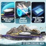 BEZGAR Remote Control Boat - 32+ KPH Fast RC Jet Boat with 9 Light Modes for Pools, Lakes & Saltwater, 17" Large RC Boats for Adults, Teens, Kids, Summer Toys Birthday Gifts for Boys Aged 6 7 8-12