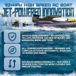 BEZGAR Remote Control Boat - 32+ KPH Fast RC Jet Boat with 9 Light Modes for Pools, Lakes & Saltwater, 17" Large RC Boats for Adults, Teens, Kids, Summer Toys Birthday Gifts for Boys Aged 6 7 8-12
