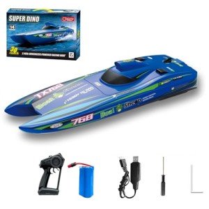 GoolRC Remote Control Boat 2.4GHz High Speed 30km/h Brushless Turbojet Speedboat Remote Control Ship Cooling Waterproof Low Battery/Over Distance Reminder 2 Battery