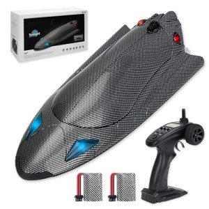 YIDJOFJ YIDOFJ Brushless Remote Control Boat for Adults Kids Enthusiasts, Speed King Racing Boat for Salt Water, Lake, River, Fishing with Self-Righting, LED Light, Low Battery Alarm