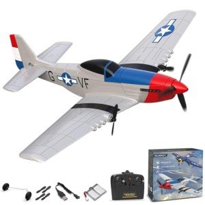 VOLANTEXRC RC Plane 3 Channel Remote Control Airplane Fighter Toys, 2.4GHz 6-axis Gyro Stabilizer RTF Glider Aircraft Plane, Easy to Fly for Adults Kids Beginners Boys (P-51D Mustang)