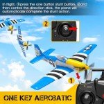 GoolRC RC Airplane, 2.4GHz 4CH Remote Control Airplane, Ready to Fly RC Plane with 6-Axis Gyro, RC Aircraft Flight Toys with One-Key Aerobatic, One-Key U-Turn for Adults and Kids, Included 3 Batteries