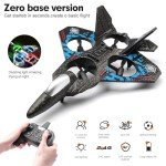 ANTSIR RC Helicopter Plane for Kids, 2.4Ghz Remote Control F22 Jet Fighter Airplane Quadcopter Toy Gifts, Cool Lights Stunt Roll Hovering for Boys beginners(Blue)