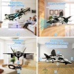 ANTSIR RC Helicopter Plane for Kids, 2.4Ghz Remote Control F22 Jet Fighter Airplane Quadcopter Toy Gifts, Cool Lights Stunt Roll Hovering for Boys beginners(Blue)