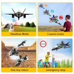 ANTSIR RC Helicopter Plane for Kids, 2.4Ghz Remote Control F22 Jet Fighter Airplane Quadcopter Toy Gifts, Cool Lights Stunt Roll Hovering for Boys beginners(Blue)
