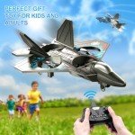 ANTSIR RC Helicopter Plane for Kids, 2.4Ghz Remote Control F22 Jet Fighter Airplane Quadcopter Toy Gifts, Cool Lights Stunt Roll Hovering for Boys beginners(Blue)