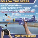 ANBURI RC Plane, F4U Remote Control Airplane with 2 Batteries, 2.4GHz 3 Channel Fighter with 6 Axis Gyro Stabilizer, Easy to Fly for Adults, Beginners