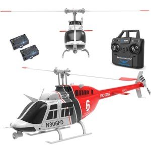 C138 206 Remote Controlled Helicopter Aircraft Plane Drone RC Heli Single Rotor No Ailerons 6CH 6-Axis Gyroscope Altitude Hovering W/ Optical Flow Localization 2Battery for Adults Beginners ( Red）