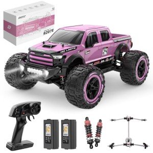 DEERC 1:10 Fast RC Cars for Adults, 4X4 High Speed RC Truck Crawler, 48+KM/H, Pink All Terrain Hobby Remote Control Monster Truck with 2 Modular Batteries, Toy Vehicle Gift for Kids