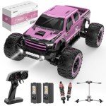 DEERC 1:10 Fast RC Cars for Adults, 4X4 High Speed RC Truck Crawler, 48+KM/H, Pink All Terrain Hobby Remote Control Monster Truck with 2 Modular Batteries, Toy Vehicle Gift for Kids