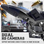 BEZGAR Brushless Drones for Kids | 2.4GHZ RC Plane with Camera, 6-axis Gyro Remote Control Airplane, 360° Flip Fighter Jet Toy, Toys for ages 8-13 with Colorful LED Navigation Lights Blue