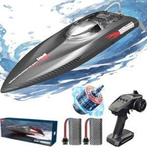 captainrc 50+KPH High Speed Brushless RC Boat 25 Inch Large Size Hull 2.4GHz RC Boat for Pools, Lakes and Rivers with 2 Batteries, LED Light, Low Battery Alarm