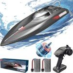 captainrc 50+KPH High Speed Brushless RC Boat 25 Inch Large Size Hull 2.4GHz RC Boat for Pools, Lakes and Rivers with 2 Batteries, LED Light, Low Battery Alarm
