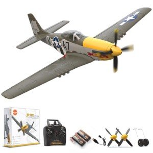 LEAMBE Brushless 4 Channel RC Plane P51D Mustang 500mm Remote Control Airplane Fighter RTF with 6-Axis Gyro, 3 Modes & Aerobatics, 2.4GHz Radio Controlled Aircraft for Beginners & Adults