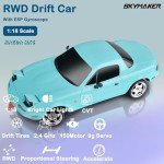 Skymaker RC Drift Car 1/18 Miata Mazda MX-5 Model 2.4GHz RWD Drifting Adults with ESP Gyro Pop-up Light (Blue with 3 Batteries)
