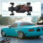 Skymaker RC Drift Car 1/18 Miata Mazda MX-5 Model 2.4GHz RWD Drifting Adults with ESP Gyro Pop-up Light (Blue with 3 Batteries)