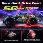 DEERC 1:14 Brushless RC Car for Adults, 43MPH 4WD Off-Road RC Truck with 7-Color LED Lights, Metal Oil Shocks, 2×7.4V High-Capacity Batteries, All-Metal Drivetrain, 3 Light Modes, 3S LiPo Compatible