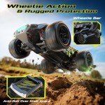 DEERC 1:14 Brushless RC Car for Adults, 43MPH 4WD Off-Road RC Truck with 7-Color LED Lights, Metal Oil Shocks, 2×7.4V High-Capacity Batteries, All-Metal Drivetrain, 3 Light Modes, 3S LiPo Compatible
