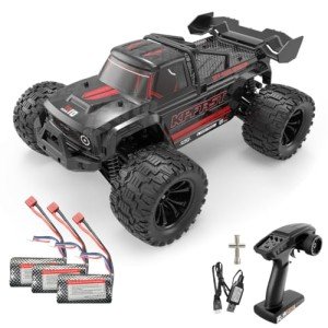 Speedywheels 1/14 Brushless Motor RC Car High Speed 60KM/H 2.4G 4X4 Off-Road Remote Control Car with Led Lights, KF18 RTR with 3X 2s Batteries, High Power Brushless 4WD RC Truck for Adults (Black)