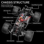 Speedywheels 1/14 Brushless Motor RC Car High Speed 60KM/H 2.4G 4X4 Off-Road Remote Control Car with Led Lights, KF18 RTR with 3X 2s Batteries, High Power Brushless 4WD RC Truck for Adults (Black)