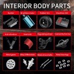 Speedywheels 1/14 Brushless Motor RC Car High Speed 60KM/H 2.4G 4X4 Off-Road Remote Control Car with Led Lights, KF18 RTR with 3X 2s Batteries, High Power Brushless 4WD RC Truck for Adults (Black)