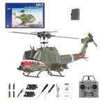 YOMTDIY UH-1 Huey Remote Control Helicopters RC Aircraft for Adults, RC ERA C032 1/48 Scale 6CH 2.4G Gyro Stabilized Aircraft with Fly Upside Down 3D Rolling -RTF / 1 Battery
