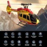 Hylukon C190 RC Helicopter, 1:30 Scale H145 Helicopter 2.4G 6CH RTF Single Propeller Aileron Free, Optical Flow Positioning, Six-axis Gyroscope Stabilization Gift for Adults and Kids (Orange)