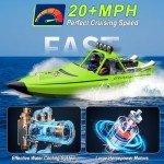 AIGIMU RC Boat with LED Lights Remote Control Boat for Lakes Pools Salt Water,Toy Boat for Kids & Adults 20+MPH, 40+ Min Running Time 2.4GHz Full Proportional Fast Speed Boat Pool Toy for Boys Green