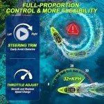 AIGIMU RC Boat with LED Lights Remote Control Boat for Lakes Pools Salt Water,Toy Boat for Kids & Adults 20+MPH, 40+ Min Running Time 2.4GHz Full Proportional Fast Speed Boat Pool Toy for Boys Green