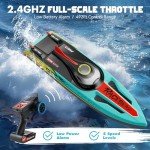 TOPCHOIC Brushless RC Boat 40+MPH, Remote Control Boats for Adults Kids, 19" Big Racing Boat for Salt Water Lake River with Self-Righting, LED Lights, Fishing Function Fast High Speed with Carry Bag