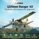 Fms Rc Planes for Beginner 1220mm Ranger Reflex V3 Yellow Remote Control Airplane 4 Channel Hobby Rc Airplanes for Adults RTF (Include Control, Battery,Charger,)