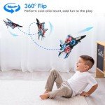 jogpun RC Plane Drones for Kids Remote Control Airplane, Aircrafts for Boys and Girls, Jet RC Helicopter Drone with LED Lights, Altitude Hold, 360° Flip, 2 Rechargeable Batteries Fly Toy
