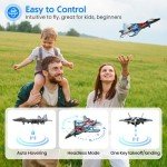 jogpun RC Plane Drones for Kids Remote Control Airplane, Aircrafts for Boys and Girls, Jet RC Helicopter Drone with LED Lights, Altitude Hold, 360° Flip, 2 Rechargeable Batteries Fly Toy