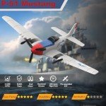ANBURI RC Plane for Beginners, P51 Remote Control Airplane for Adults, 2.4GHz 3 Channel Fighter Featuring 6 Axis Gyro Stabilizer Comes with 2 Batteries, Easy to Fly
