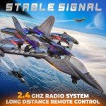 BEZGAR Drones for Kids | 2.4GHZ RC Plane, 6-axis Gyro Remote Control Airplane, RC Helicopter, 360° Flip Fighter Jet Toy, Toys for ages 8-13 with Colorful LED Navigation Lights Blue