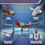 ANBURI RC Plane for Beginners, P51 Remote Control Airplane for Adults, 2.4GHz 3 Channel Fighter Featuring 6 Axis Gyro Stabilizer Comes with 2 Batteries, Easy to Fly