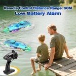 suangrc 918 RC Boat, Remote Control Boat for Adults, Water Boats with LED Light for Kids, RC Ship with Rechargeable Battery, Summer Toys for Pools and Lakes, Toy Gift for Adults Boys&Girls