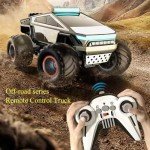 Cyber Style Truck RC Cars Metal Alloy Electroplating Truck 1:16 Dual Motor Remote Control Car 2.4 GHz -2WD All Terrain RTR Trucks Light-Light Effect 25° Angles Cyber Off - Road Wagon Ideal Gift