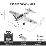Top Race Remote Control Airplane - Ready to Fly 4 Channel RC Plane for Adults - Advanced Foam Construction - Remote Controlled War Cessna P51 Mustang Upgraded with Propeller Saver - 4.3"x15.7"x11.8"