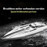 captainrc 50+KPH High Speed Brushless RC Boat 25 Inch Large Size Hull 2.4GHz RC Boat for Pools, Lakes and Rivers with 2 Batteries, LED Light, Low Battery Alarm (White)