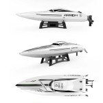 captainrc 50+KPH High Speed Brushless RC Boat 25 Inch Large Size Hull 2.4GHz RC Boat for Pools, Lakes and Rivers with 2 Batteries, LED Light, Low Battery Alarm (White)