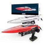 captainrc 50+KPH High Speed Brushless RC Boat 25 Inch Large Size Hull 2.4GHz RC Boat for Pools, Lakes and Rivers with 2 Batteries, LED Light, Low Battery Alarm (White)