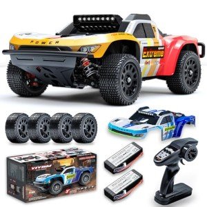 YIYBM 1/14 RC Brushless Cars for Adult Speed 50 MPH，RC Short-Course Truck All Terrain Off Road Hobby Electric Off-Road Trucks 4WD Waterproof Remote Control Car with Two 3S Battery
