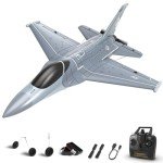 VOLANTEXRC 4CH RC Plane 2.4GHz Jet F-16 Fighting Falcon RC Airplane Fighter Ready to Fly with Xpilot Stabilizer System, One Key Aerobatic Perfect for Adults （Gray）