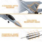 VOLANTEXRC 4CH RC Plane 2.4GHz Jet F-16 Fighting Falcon RC Airplane Fighter Ready to Fly with Xpilot Stabilizer System, One Key Aerobatic Perfect for Adults （Gray）