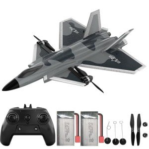 RC Plane for Adults Beginners with Brushless Motor/Gyro Stabilizer/Vertical Flight, 6 Channel Remote Control Airplane Easy to Use RC Glider Stunt Fight Jet with LED Lights and Rechargeable Batteries