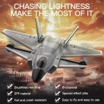 RC Plane for Adults Beginners with Brushless Motor/Gyro Stabilizer/Vertical Flight, 6 Channel Remote Control Airplane Easy to Use RC Glider Stunt Fight Jet with LED Lights and Rechargeable Batteries