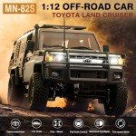 SVERTIBO 1/12 Scale RC Crawler, MN-82S LC79 RTR RC Truck 4x4 Off Road Vehicles 2.4GHz RC Rock Crawler Car with LED Lights, 7.4V 1200mAh Battery for Adults Hobby Toys (Black)