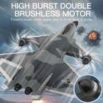 RC Plane for Adults Beginners with Brushless Motor/Gyro Stabilizer/Vertical Flight, 6 Channel Remote Control Airplane Easy to Use RC Glider Stunt Fight Jet with LED Lights and Rechargeable Batteries